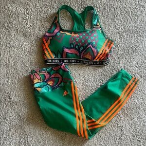 Adidas Farm Rio Green and Orange Leggings Set